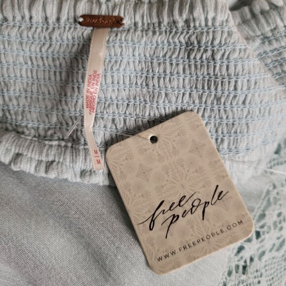 Free People Santa Maria Dress Size M Pale Seafoam Green Ruffles & Lace - Picture 8 of 9